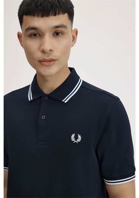 Fred Perry Twin Tipped Shirt Navy Blue White Men FRED PERRY | Polo Shirts | M3600P-238